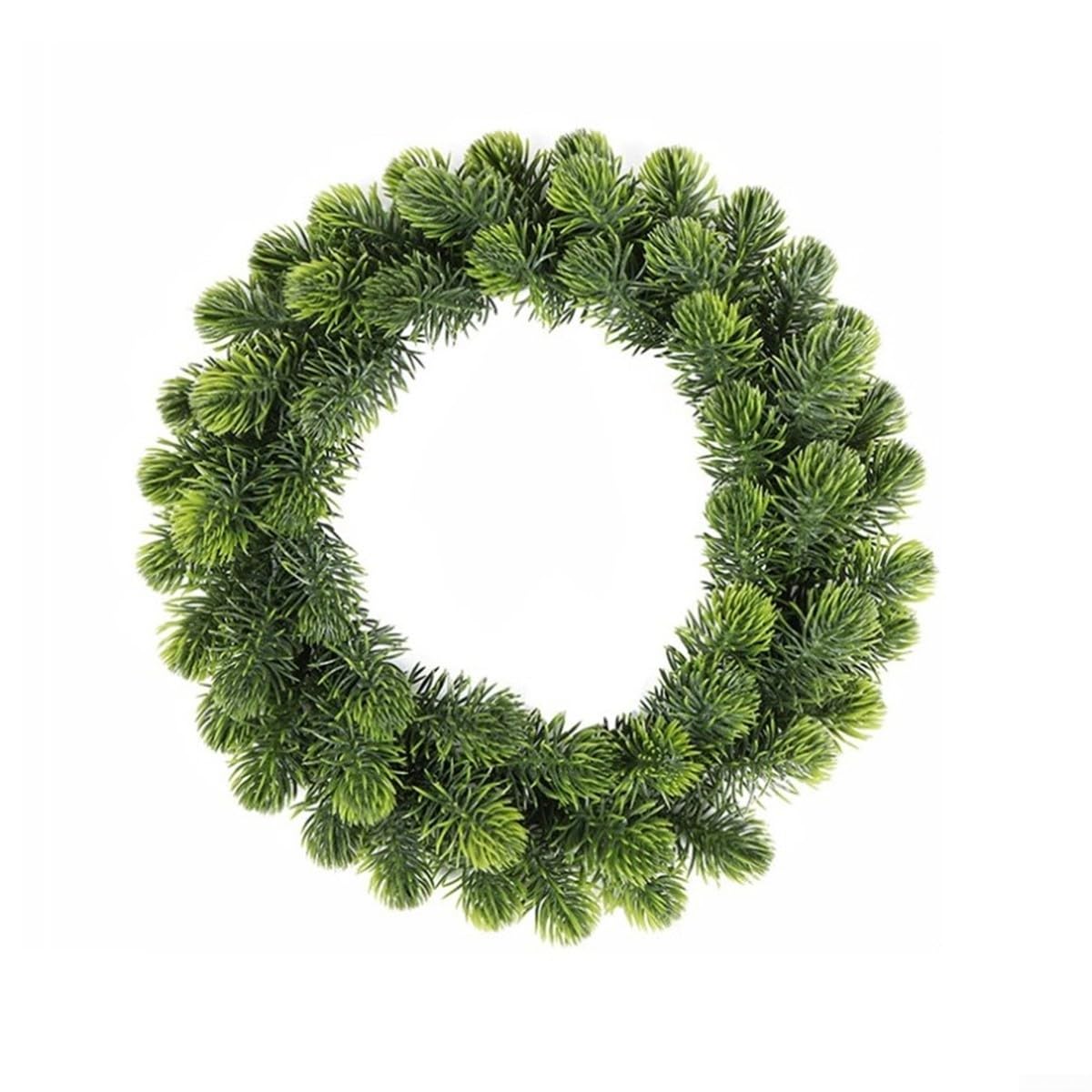 Couronne de Noël décorative classique - Couronne de Noël artificielle pour intérieur et extérieur - Décoration murale, porte, escalier - Vert (35 cm)