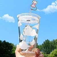 Vista 5 de 7 piezas de paja de vaca cubierta de paja de silicona para vasos, pajitas reutilizables, lindas puntas de paja cubierta