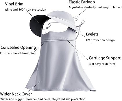 Sun Protection Face Mask, Ice Silk Full Face Cover, Cooling Neck