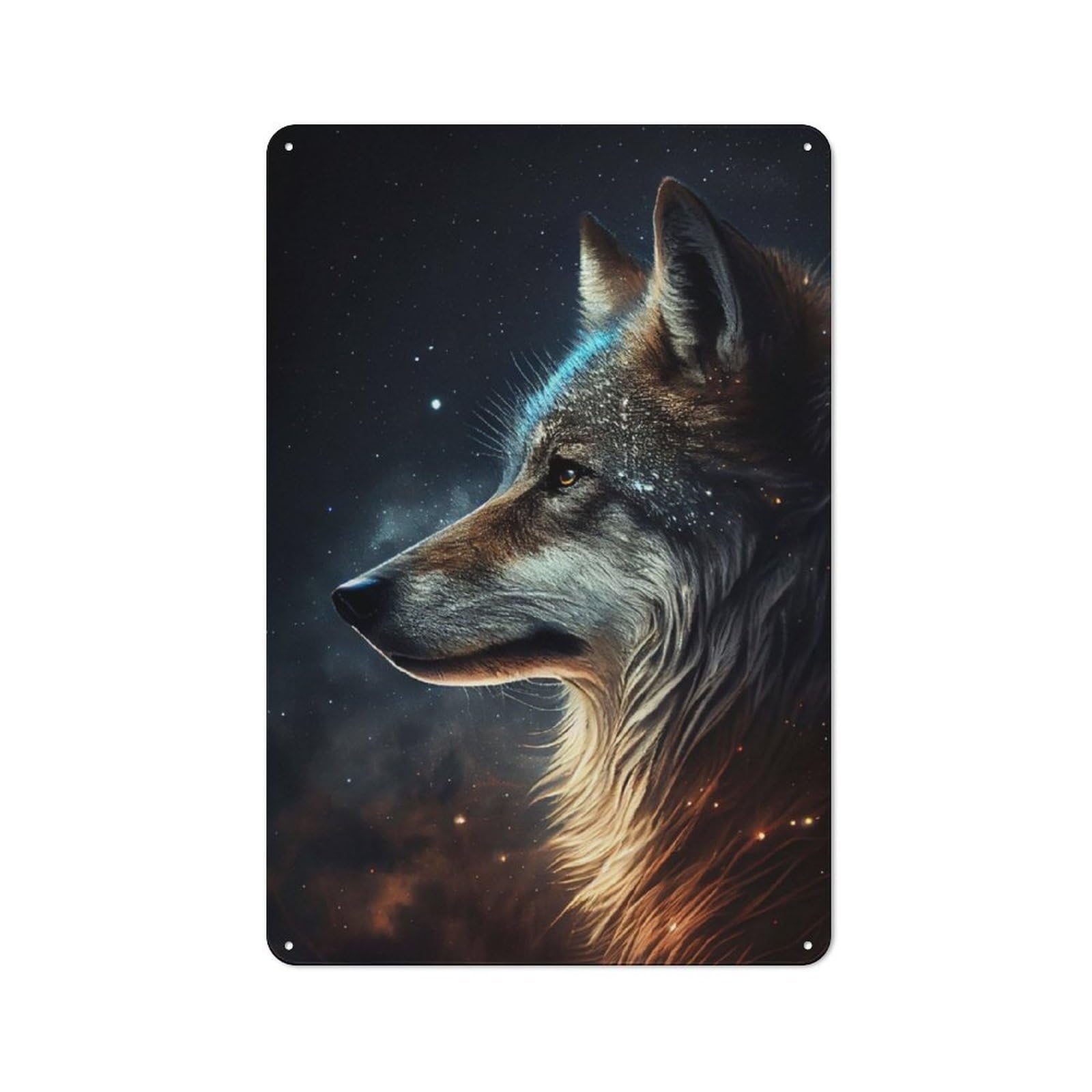 Junmoney Wolf Animal Metal Sign 30X20cm With For Workshop Wall, Rustic Decor, For Collectors Decorating Workshops And Hobby Rooms