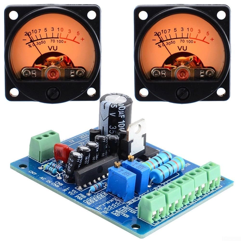 VU Meter, 2Pcs Analogico VU Meter Pannello Kit Retroilluminato Decibel/Livello Tester Con VU Driver Board