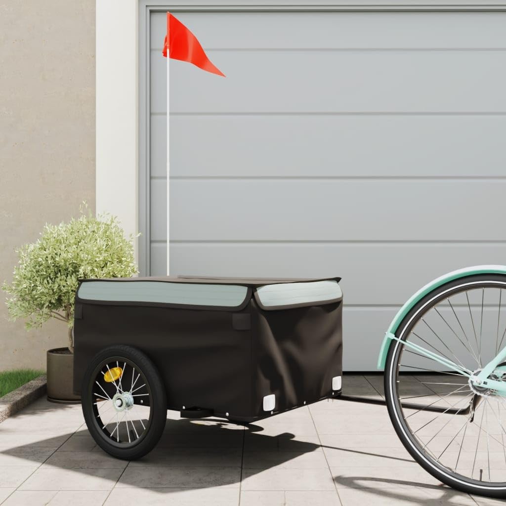 Fahrradanhänger Schwarz und Grau 45 kg Eisen, Fahrrad Anhänger, Lastenanhänger, Handwagen, Fahrrad-lastenanhänger, Lastenfahrrad - 94084