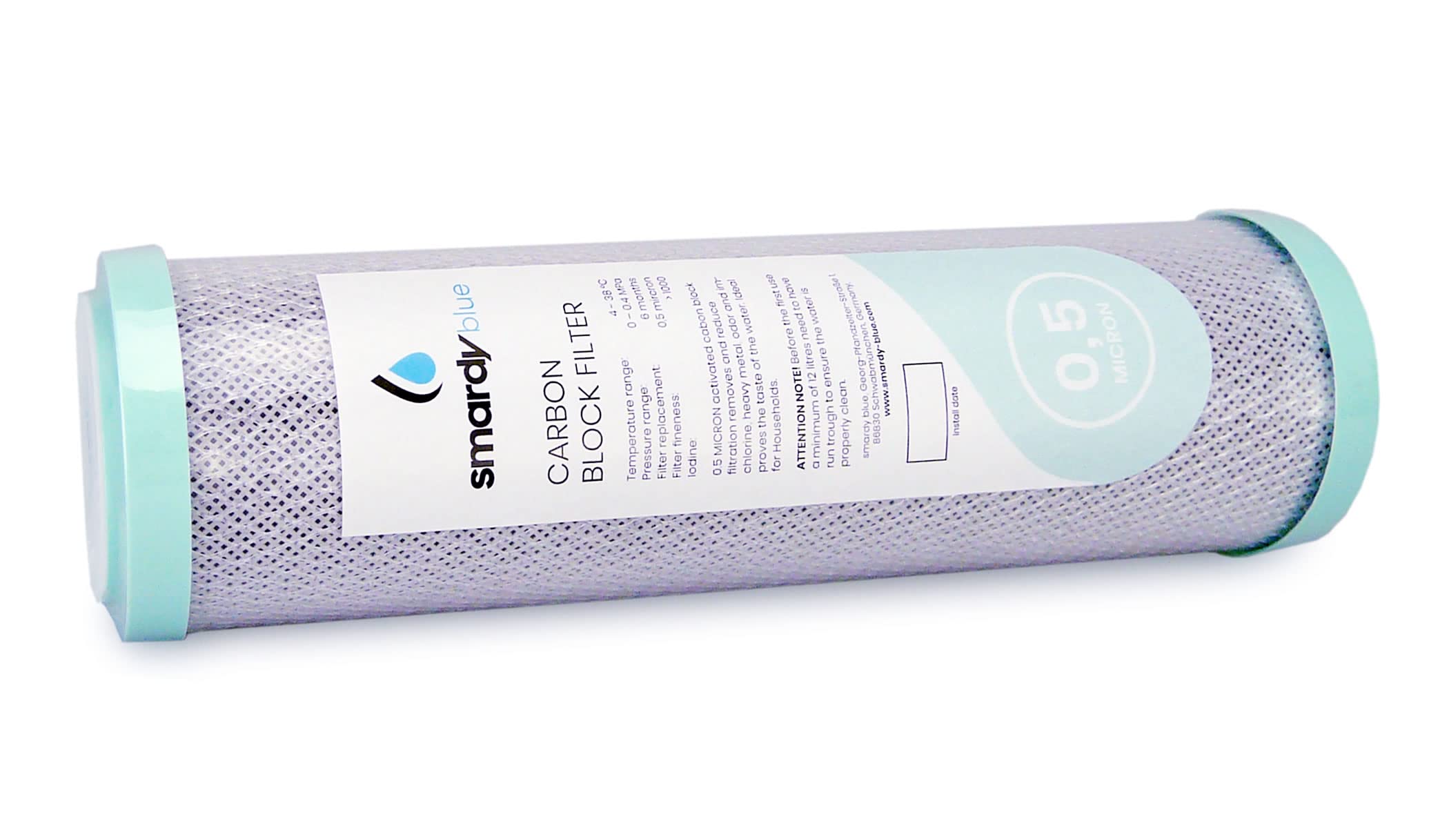 Smardy Blue CTO-10 Aktivkohleblockfilter 0,5µm - Ersatzfilter Für Umkehrosmoseanlagen Und Wasserfilter