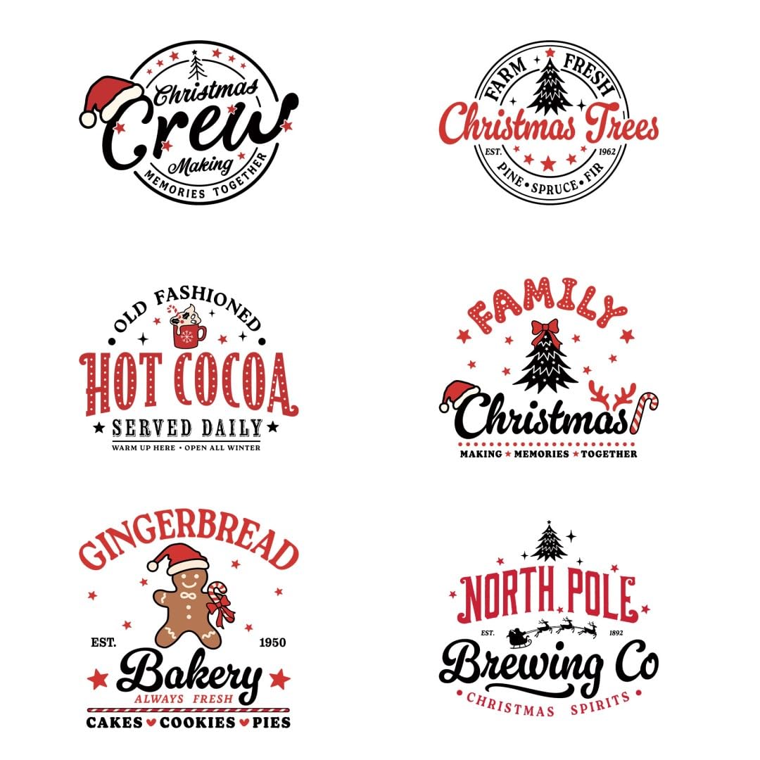 Christmas Watercolor Iron On Transfers - Heat Transfer Vinyl Iron On Decals Patches Design - Iron On Stickers T-Shirts Clothing Hats Pillows Backpacks for Women Crafts (P1)