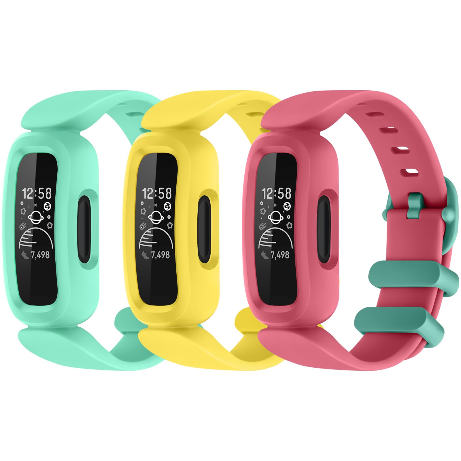 3 Pack Ace 3 Bands Compatible with Fitbit Ace 3 Straps for Kids Boys Girls, Soft Skin-Friendly Breathable Colorful Ace 3 Bands for Kids Watch Band Wrist Strap Bracelet Accessories for Fitbit Ace 3