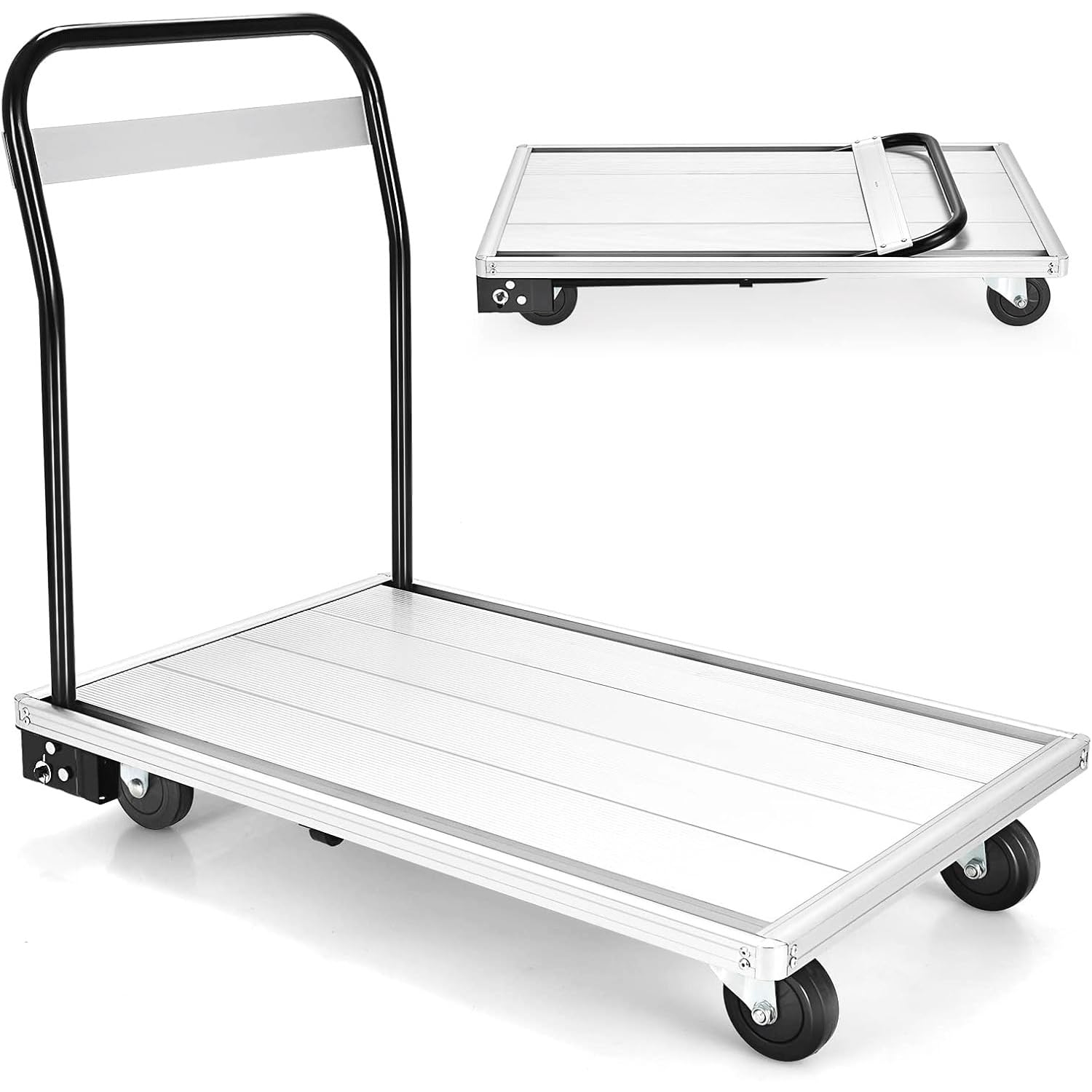Wózek platformowy 90 x 60 cm, nośność 181 kg, 4 trwałe kółka, antypoślizgowa powierzchnia, idealny do domu, magazynu i transportu bagażu