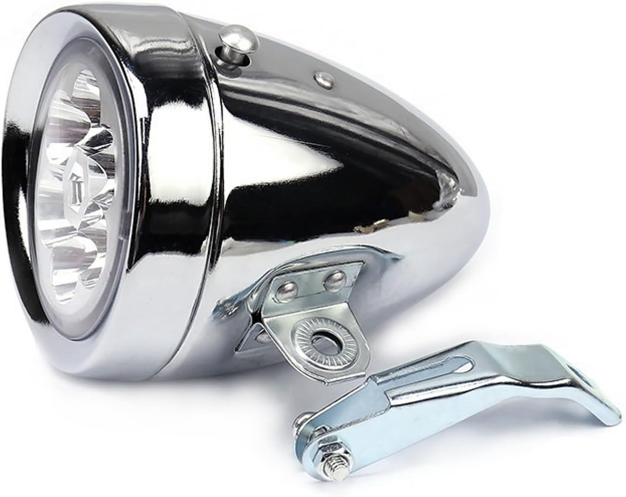 Vintage Bike Headlight, Bike LED Light, 6 LED Retro Bike Front Light Flashlight Headlamp with High Brightness and Mounting Bracket(Silver)
