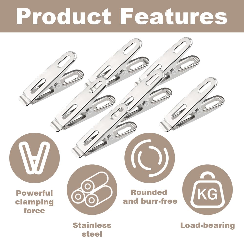 Pinzas Grandes para sujetar-50 Piezas Playa Toalla Clips, Fuertes Pinzas de Ropa, Clip a Prueba de Viento, para la Ropa Pesada y el Lavarse(5 * 1.5cm)