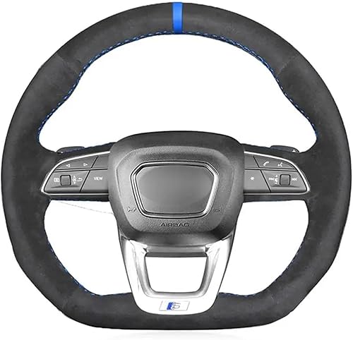 CarXs Fundas de volante de automóvil de gamuza cosidas a mano, aptas para Audi Q5 SQ5 2017-2019 Q3 2018 2019 Q8 SQ8 2018 2019 Q7 SQ7 2014-2019