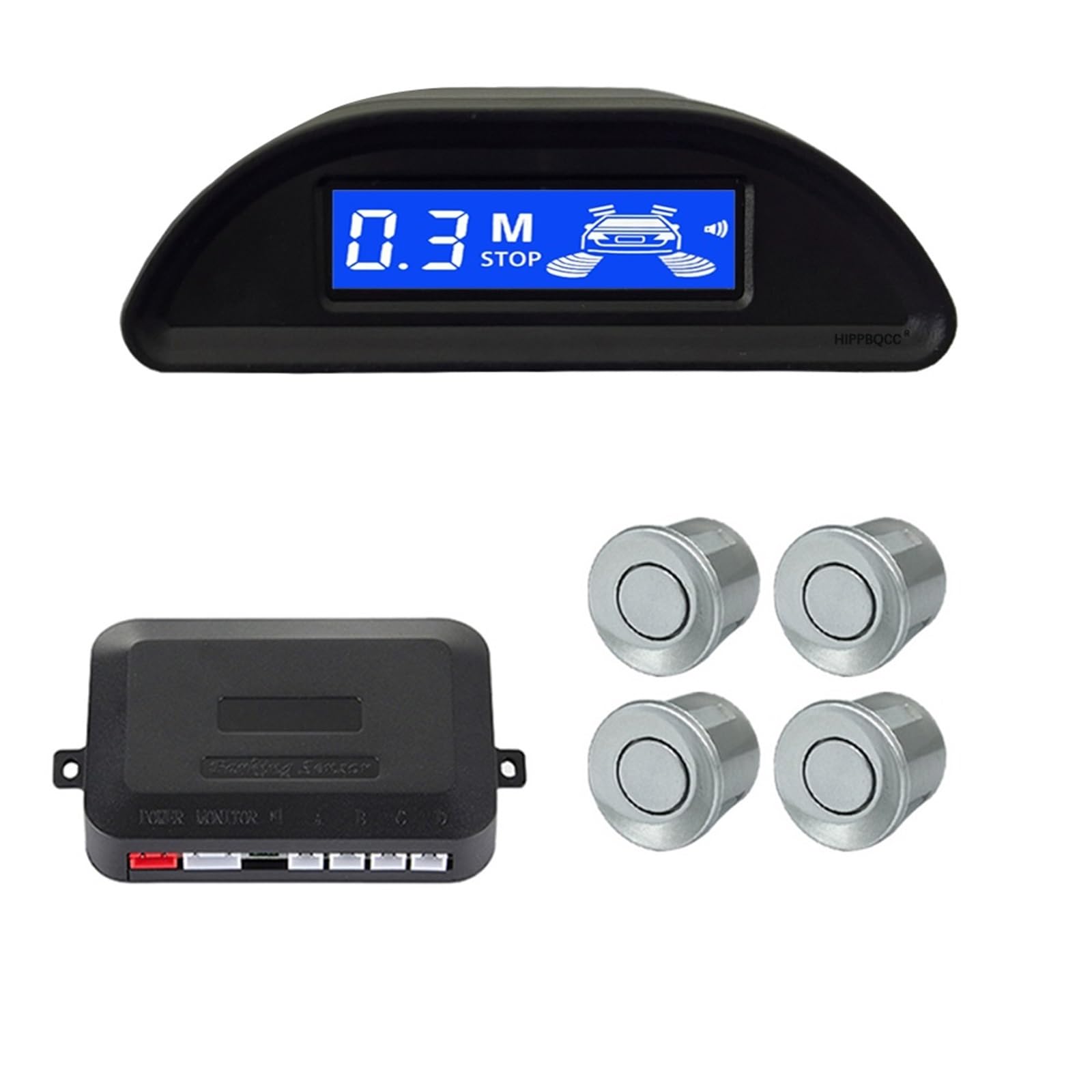 Parking Alerta Kit De Sensor Aparcamiento Coche Monitorización Radar Marcha Atrás Con Retroiluminación Pantalla LCD Parktronic Automática 4 Sensores Inducción 12 V