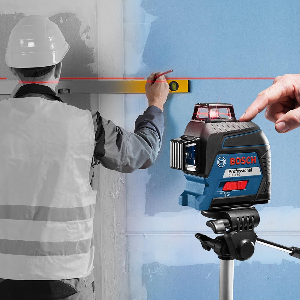 Bosch Professional Linienlaser GLL 3-80 + Bosch Professional Stativ für Laser und Nivellier BT 150