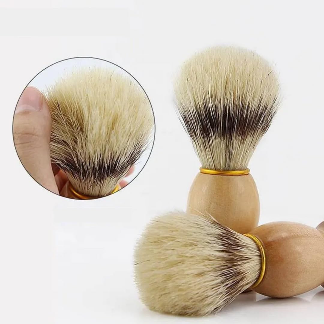 PARENCE.- Pennello da barba con manico in legno - Design classico ed elegante, universale