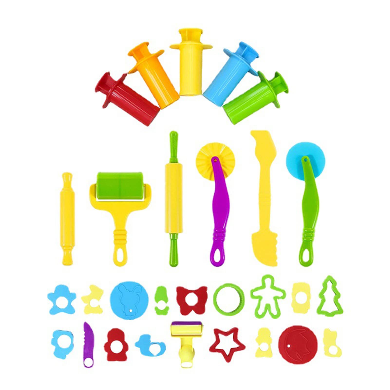 29 Pieces Play Dough Tools Playdough Accessories Set Various Plastic Molds Rollers Cutters Educational Gift for Children, Random Color