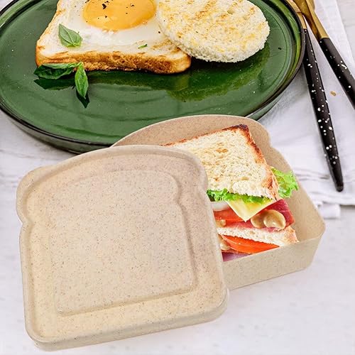 Miniatura 8 de BESTonZON 2 recipientes para sándwich con forma de tostada, contenedor de almacenamiento de alimentos, caja de almuerzo, cajas de preparación de