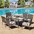 HAPPATIO 7 Piece Patio Dining Set,Wicker Outdoor Dining Set,Outdoor Patio Dining Set.Wicker Rattan Patio Dining Furniture Set with Umbrella Hole. Outdoor Dining Set for 6.(Beige Cushion)
