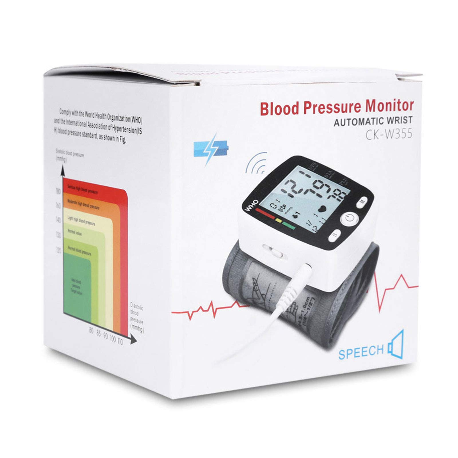 ELQ Monitor De Presión Arterial De Muñeca con Carga USB, Monitor De PA Digital Preciso Y Totalmente Automático con 99 Juegos De Memoria, Incluye Tamaño De Manguito/Estuche De Transporte