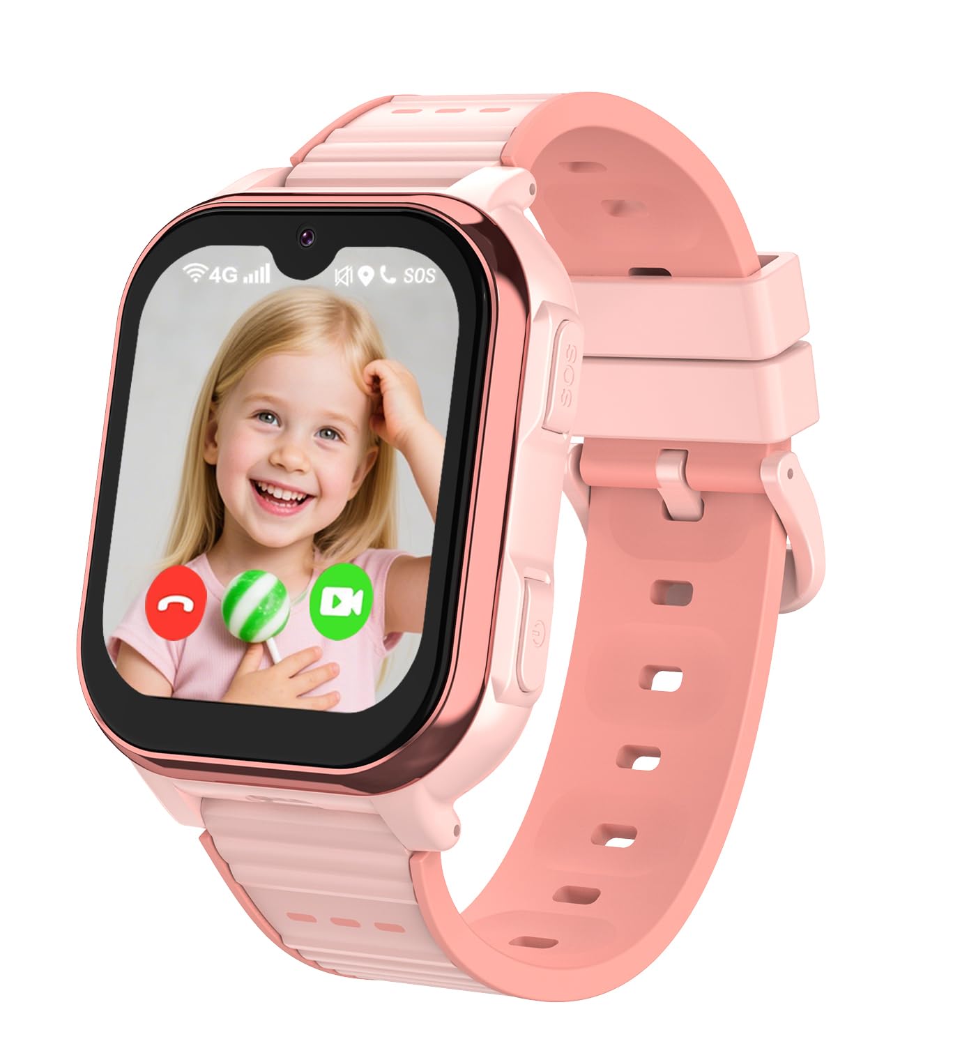 4G Children's Smartwatch, Smartwatch for Boys Girls with GPS and Calls Video Call Whatsapp SOS Class Mode, IP67 Waterproof, Children's Phone Watch 5-12 (Pink)