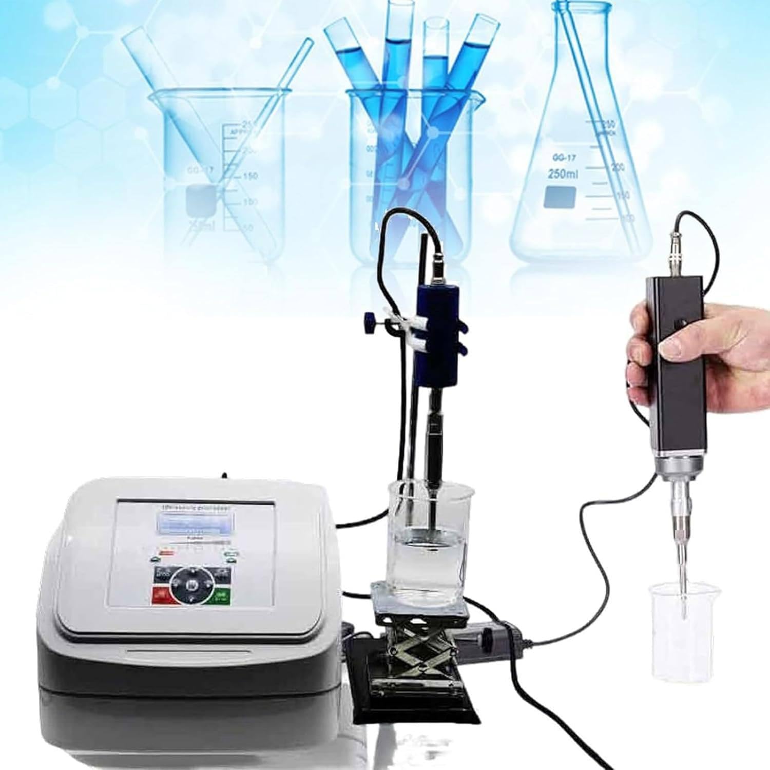 800w Professioneller Ultraschall Homogenisator,Labor Emulgator,Cell Disruptor,Digitale Steuerung,Timer 1s-99h Einstellbar,Für Flüssigemulgierung Und Dispersion 10mmprobe