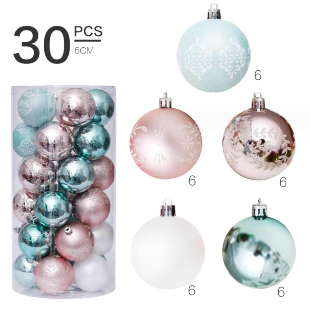 Weihnachtskugeln 30 Stück Weihnachtskugeln, Bruchsichere Christbaumschmuck, Kugeln, Dekorative Hängende Kugeldekorationen Dekoration(E)