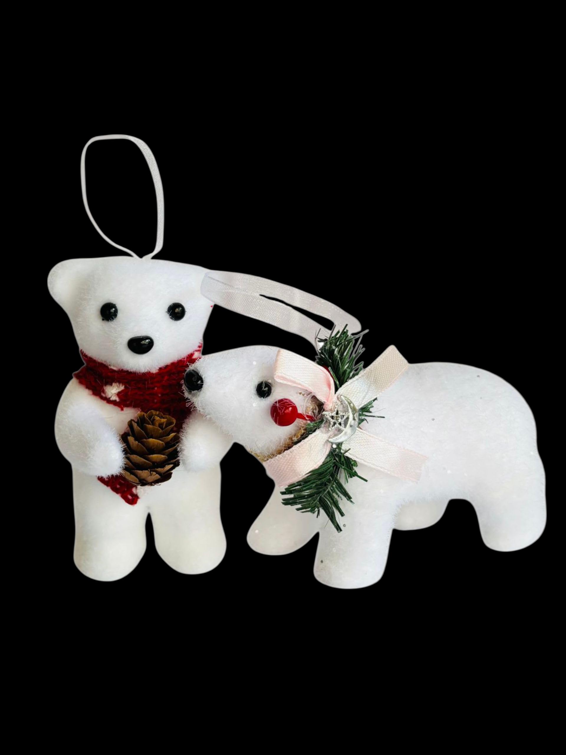 PartySanthe White Polar Bear Christmas Decorations Xmas Winter Wonderland Decoration Christmas Ornaments Xmas Tree Hanging Decorations - Set of 4pcs 4