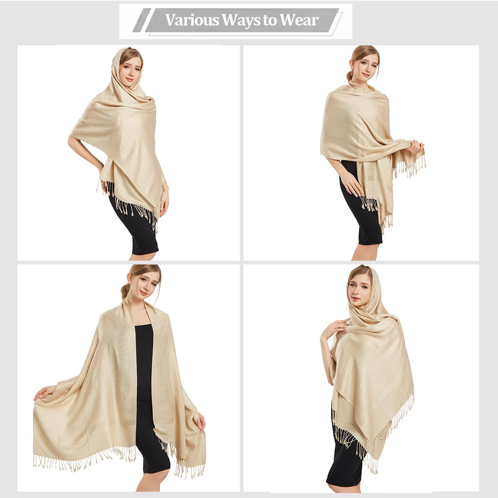 vimate Paisley Pashmina Schal Wrap Stola Soft Silky Jacquard Pashminas Wrap für Abendkleid Reisen Shawl