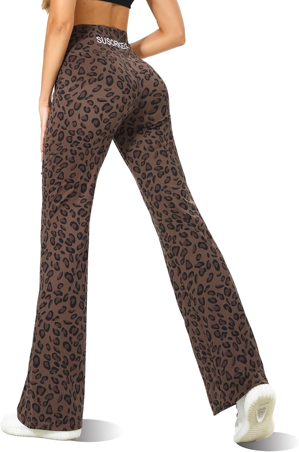 High Waisted Tummy Control Flare Leggings for Women Black Thermal Bootcut Yoga Pants Casual Sweatpants with Pockets