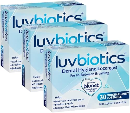 Luvbiotics Higiene dental avanzada 30 pastillas de sabor original Refresca el aliento y promueve buenas bacterias Tratamiento probiótico para