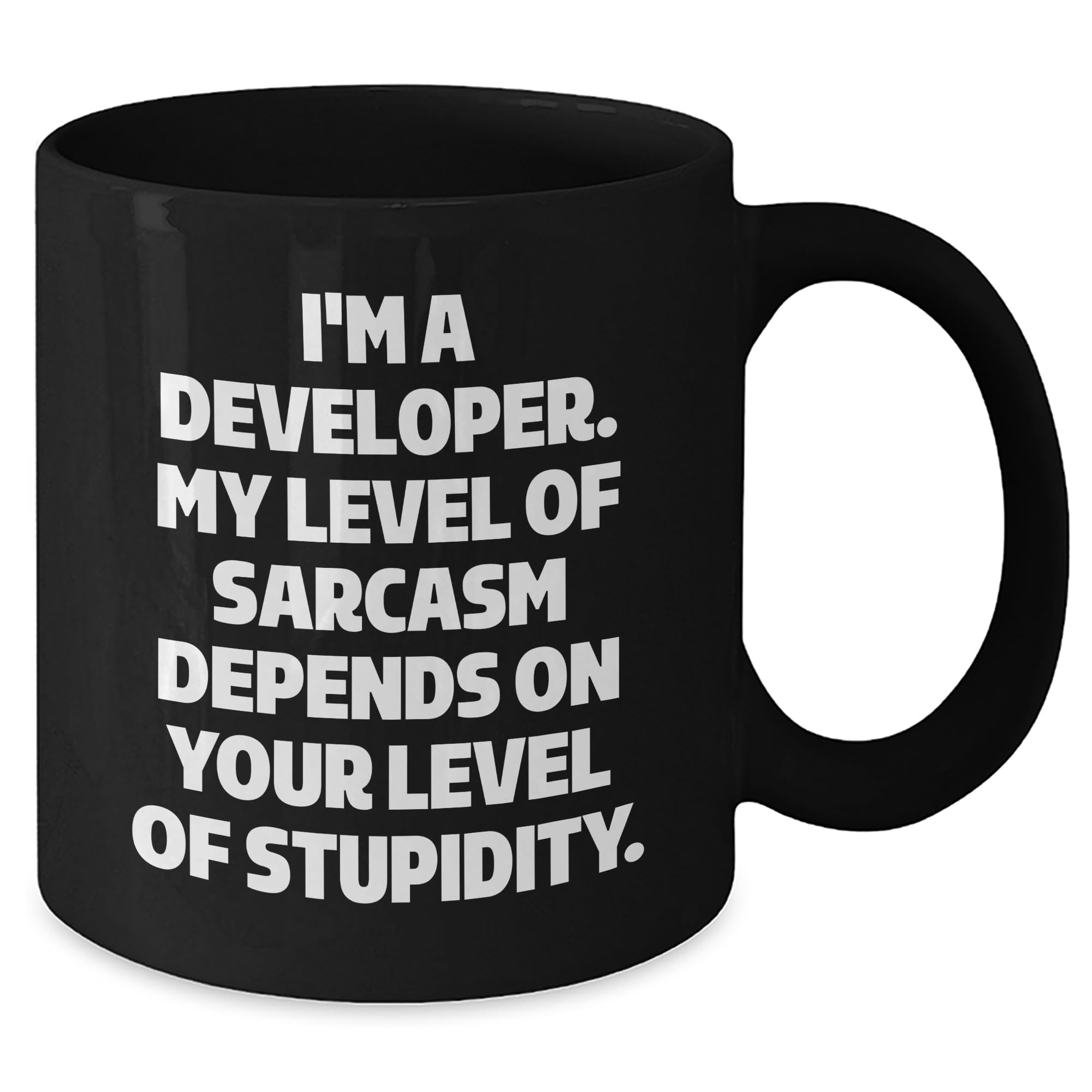 Developer Gifts Funny Black Coffee Mug I'm A Developer My Level Of Sarcasm Depends On Your Level Of Stupidity Gifts for Men