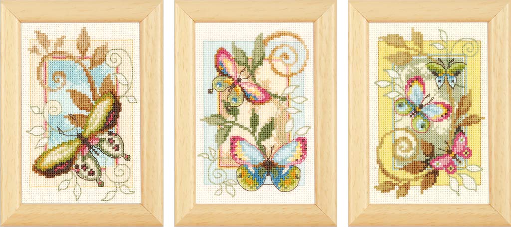 Vervaco N\A Counted Cross Stitch Kit: Deco Butterflies: Set Of, Cotton, Na, 8 X 12Cm Size 3