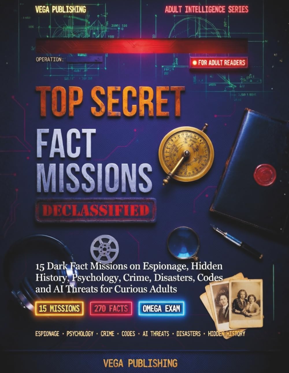 Top Secret Fact Missions for Adults: DECLASSIFIED: 15 Dark Fact Missions on Espionage, Hidden History, Psychology, Crime, Disasters, Codes and AI Threats for Curious Adults