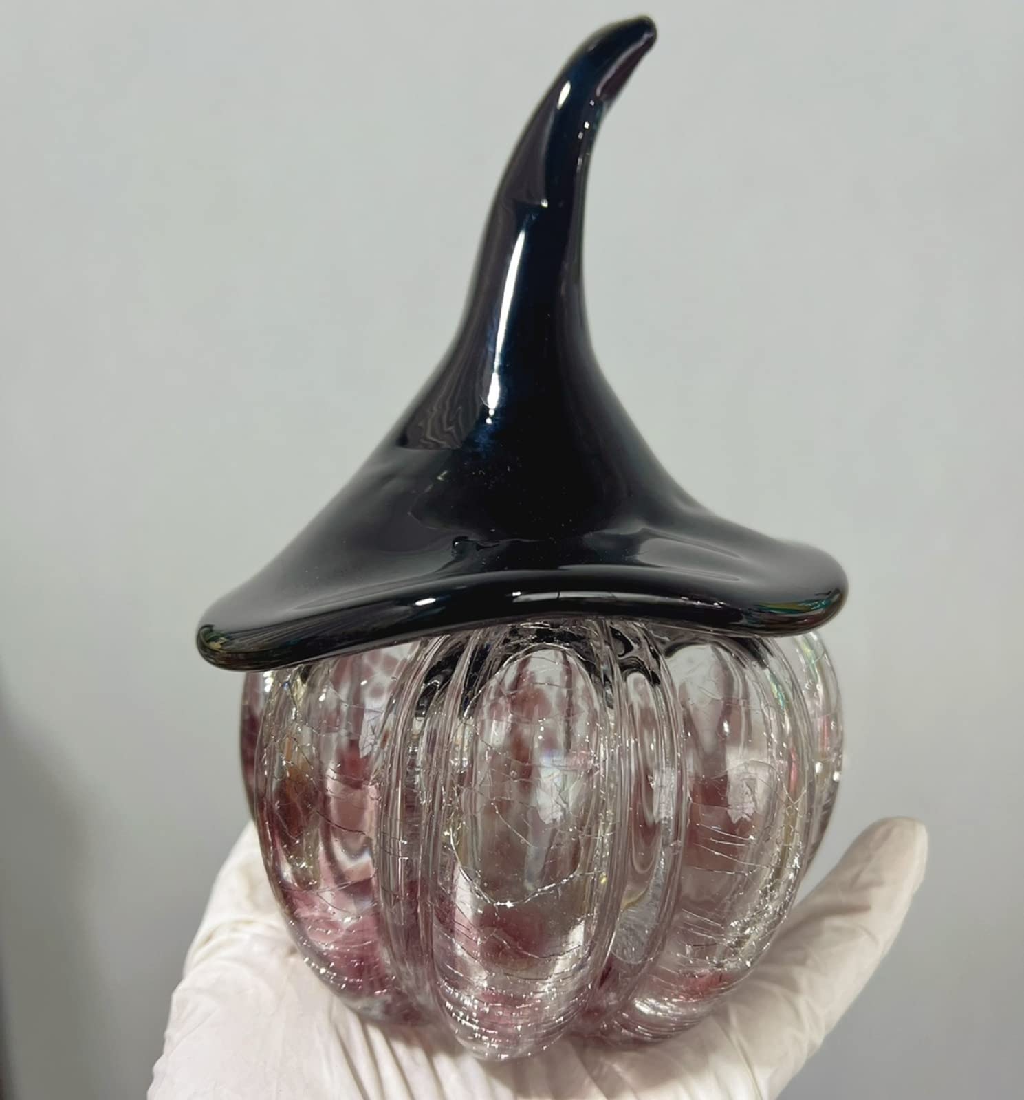 Estatuilla de Calabaza Negra Morada de Cristal Hecha a Mano pisapapeles de Cristal soplado Regalo para Navidad decoración del hogar Adorno de Mesa