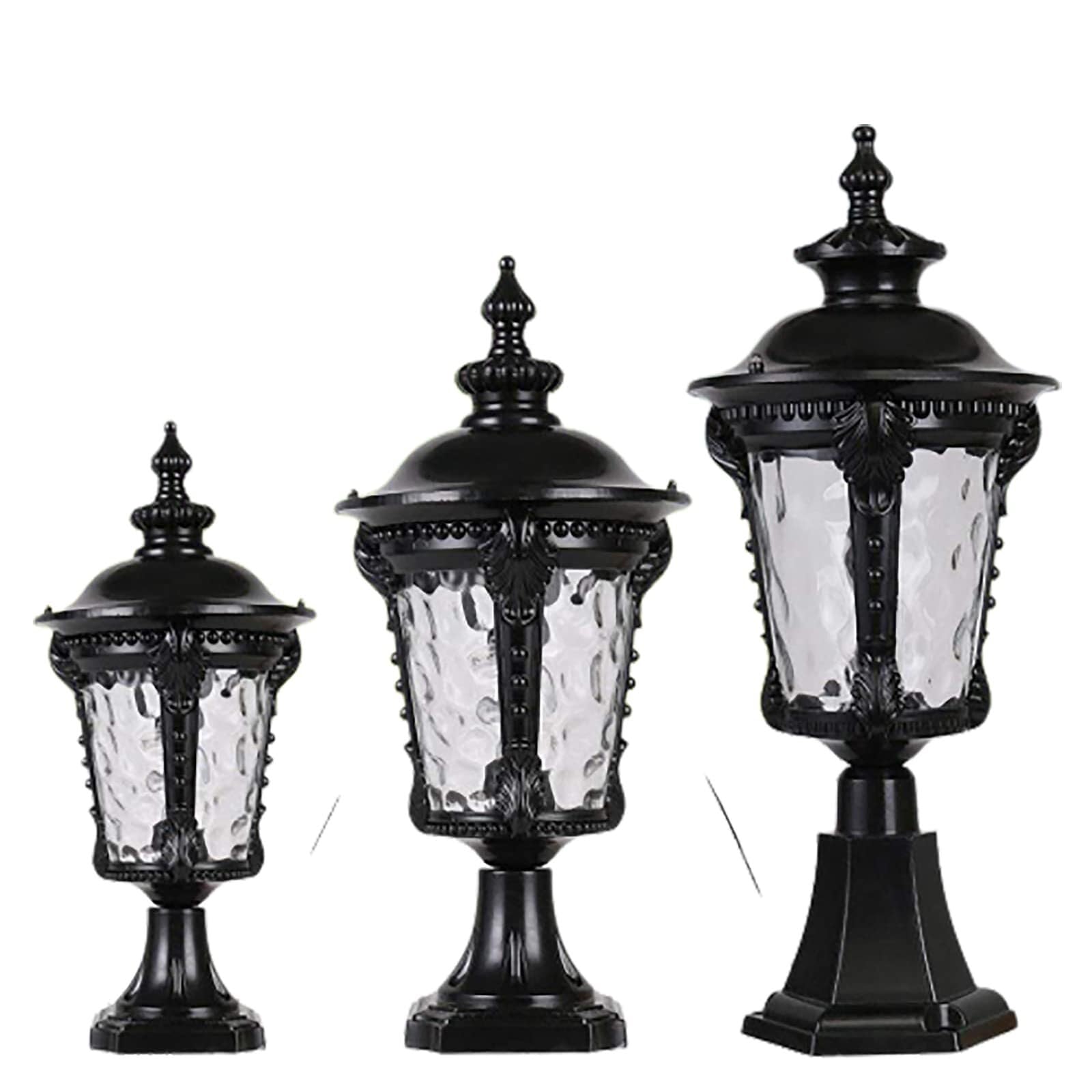 QUSYZD Traditional Outdoor Retro Pillar Light Classical Courtyard Column Lights Villas Door Aisle Garden Post Lamp Terrace Landscape Decorative Lighting Streetlights,Black