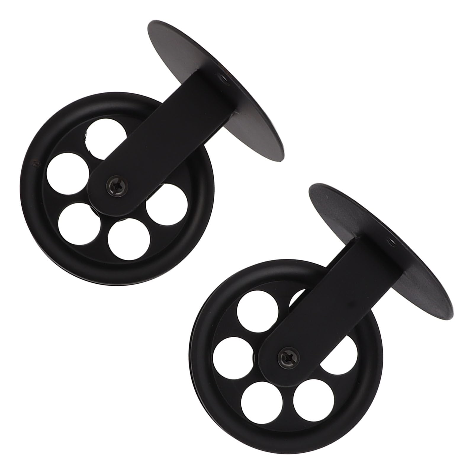 Topyond 2 Pièces Roues De Poulie Industrielles pour Grange à Brancher Lampe Suspendue Robuste Et Durable Support De Plafond Mural Vintage Poulies De Remorquage De Levage Noir