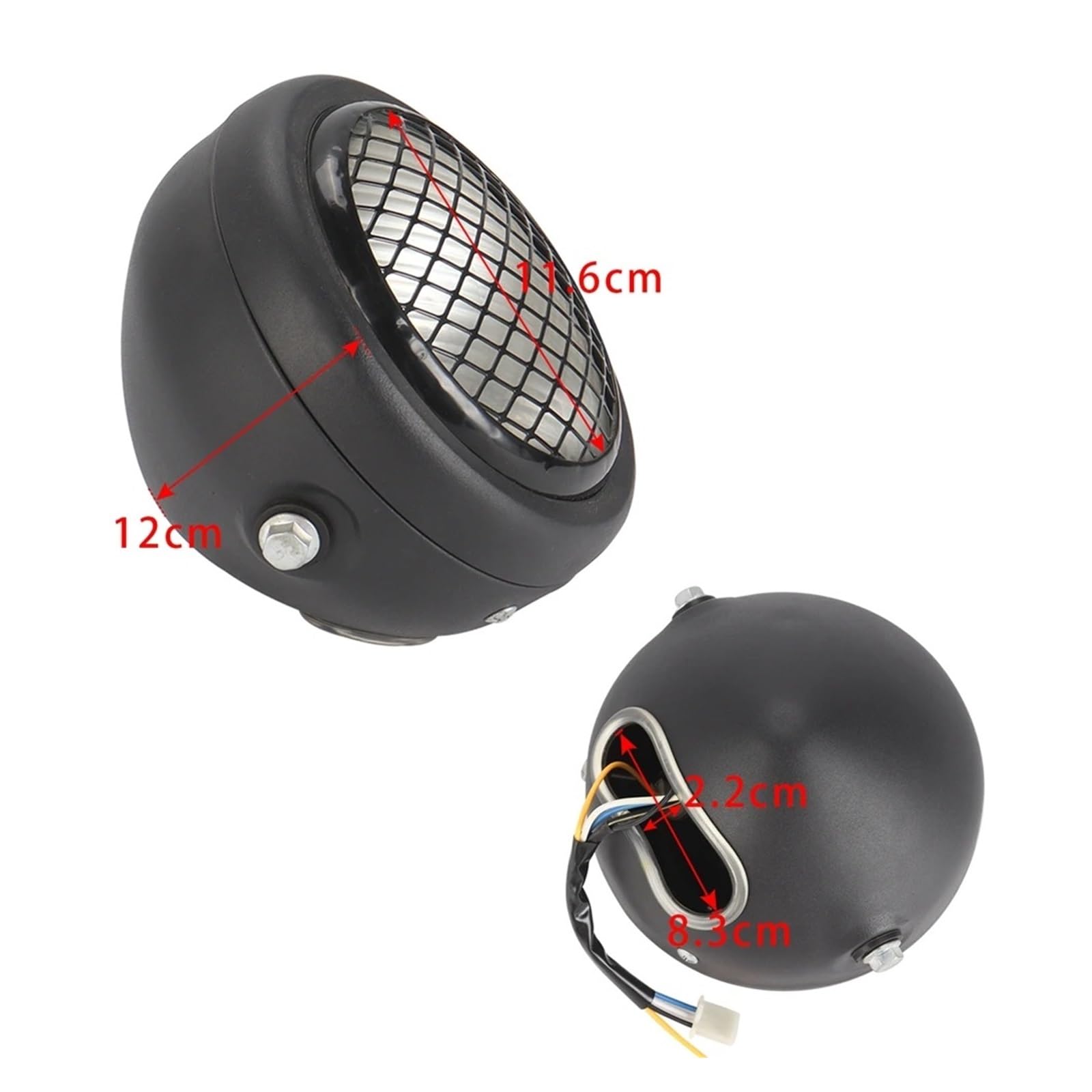 Faretti Moto Faro Per Scooter Per Moto | Accessorio per moto con paralume con griglia a rete rotonda retrò.