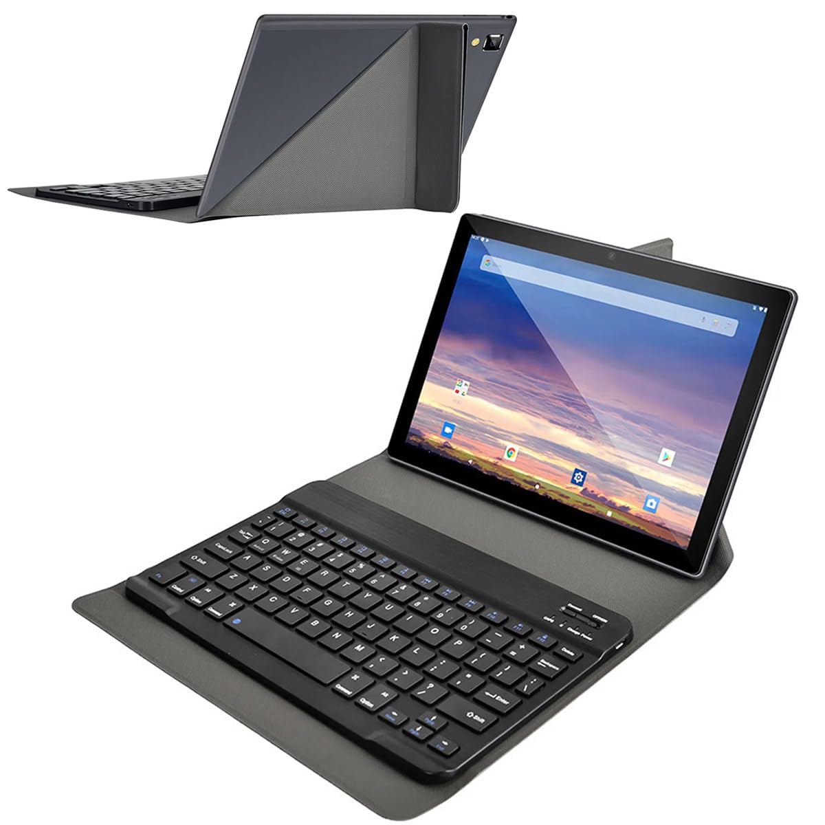 Teclado Bluetooth inalámbrico portátil con funda protectora de 10 pulgadas para iOS iPad Air, Pro, Mini, Android, Fire HD 10, tabletas Windows PC, soporte plegable