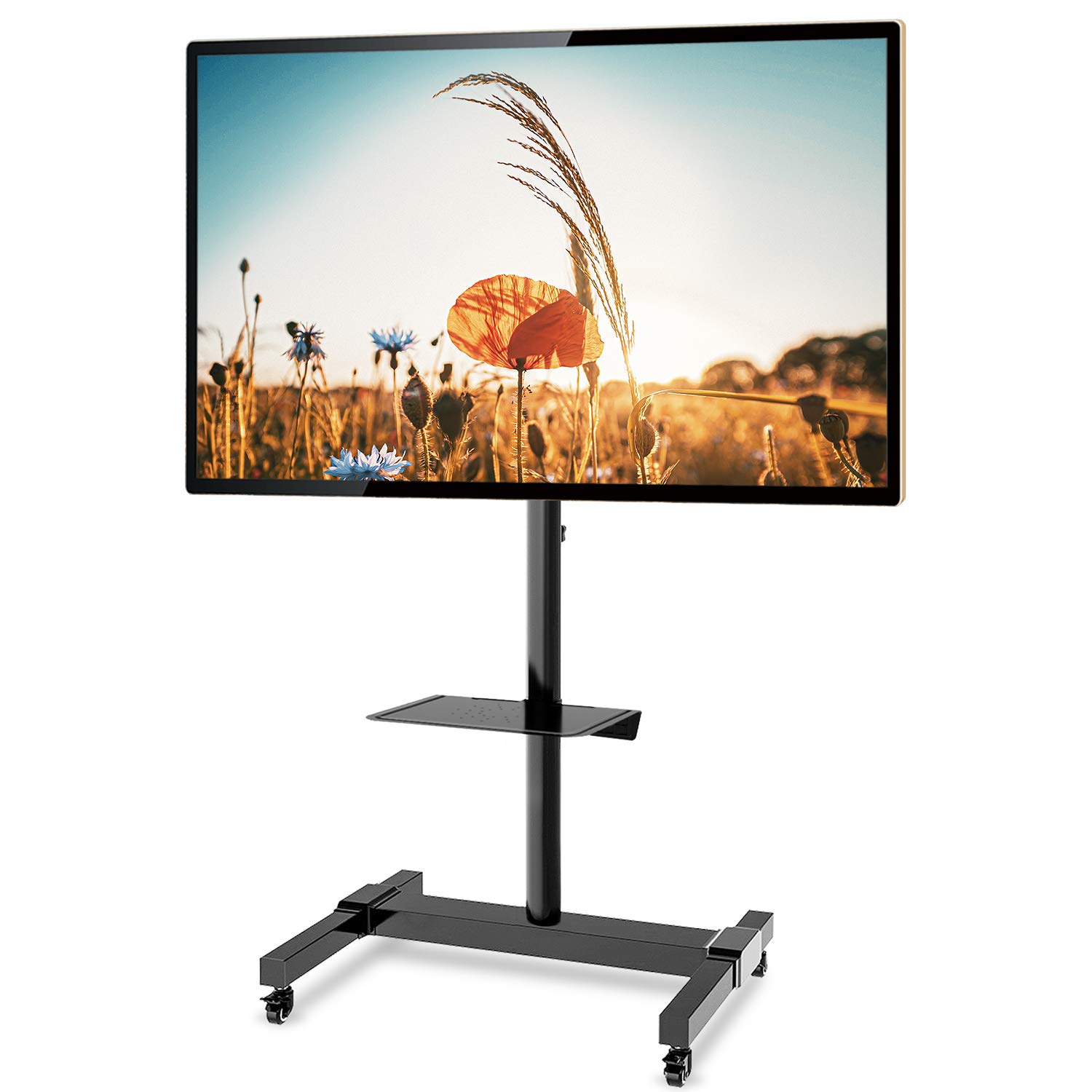 TVON Mobile TV Stand Rolling TV Cart Floor Stand on Lockable Wheels