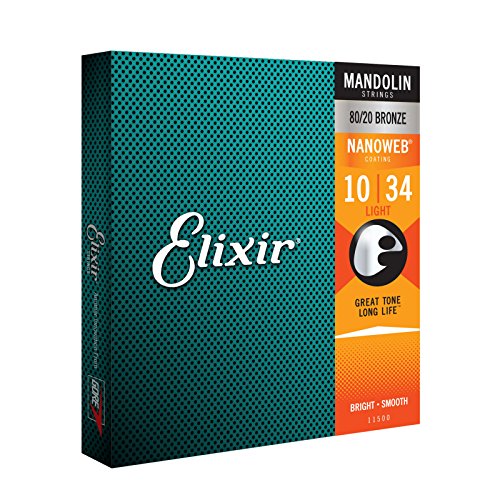 Elixir Strings Mandolin Strings w NANOWEB Coating, Light (.010-.034)