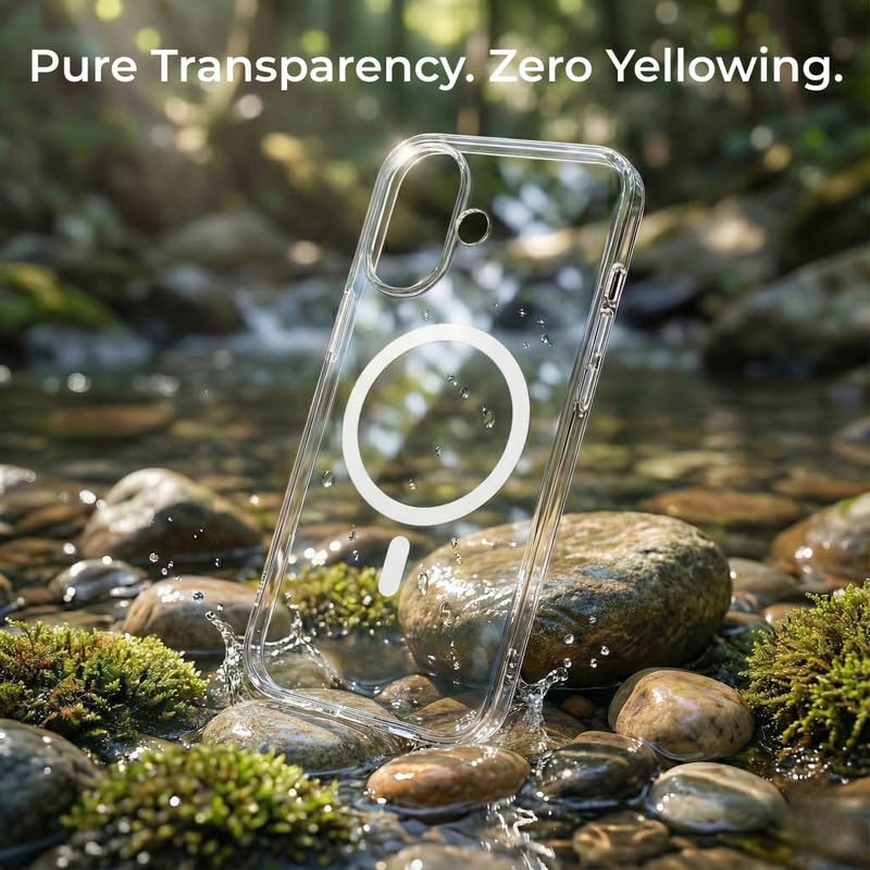 Image of Anti Yellow Clear Magnet Case for iPhone 17, Premium Polycarbonate, Ultra Strong Magnets, 360 Drop Protection, Raised Camera Protection, MagSafe Compatible