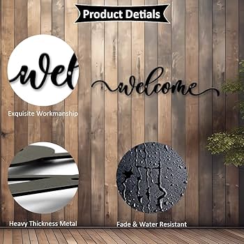 Amazon.com: Prrivnix Metal Welcome Sign - 16 Inch Wall Art