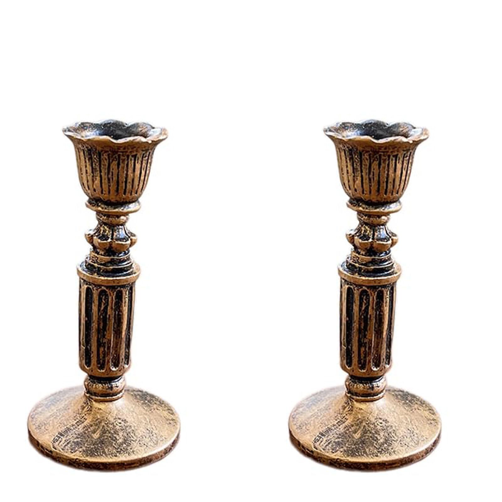 2 Pezzi Portacandele Vintage in Ottone, Portacandele, Porta Candele da Tavolo, Candelabri Vintage, Adatto per Natale, Matrimoni, Caminetti e Decorazioni per La Casa