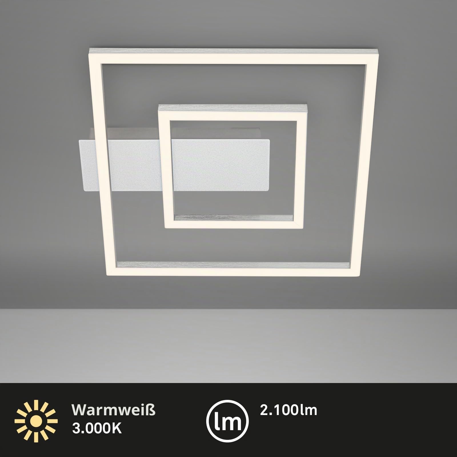 BRILONER - LED Deckenlampe Frame, LED Deckenleuchte mit warmweißer Lichtfarbe, 18W Lampe, Wohnzimmerlampe, Schlafzimmerlampe, 320x300x50 mm (LxBxH)
