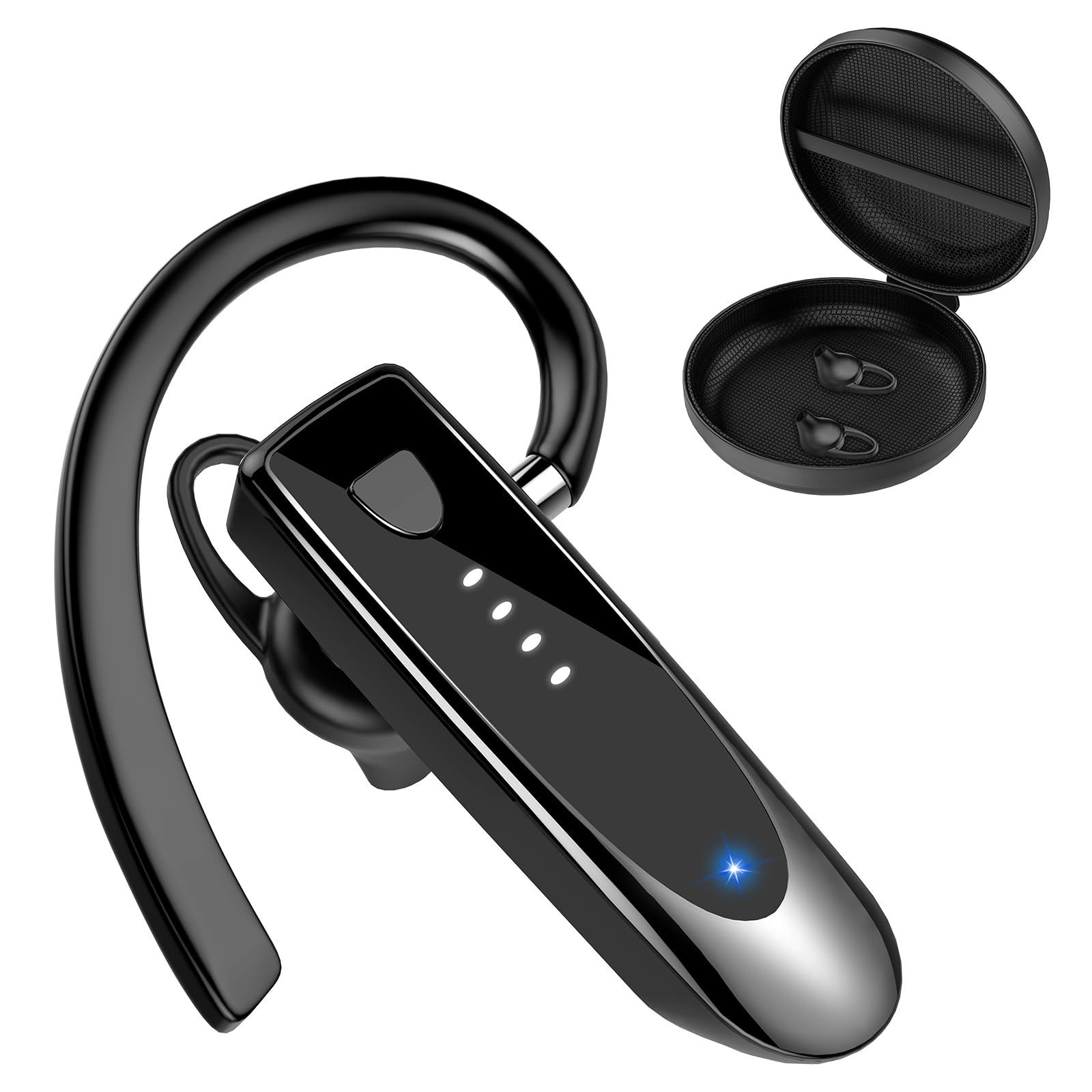 Bluetooth Headset V5.4, Wireless Freisprech Telefon mit CVC 8.0/ENC Dual Mic, APTX, Mute Zwei-Geräte-Verbindung Headset Handy, 115 Std, USB-Adapter Freisprech-Headset mit Ladebox für Business/Trucker