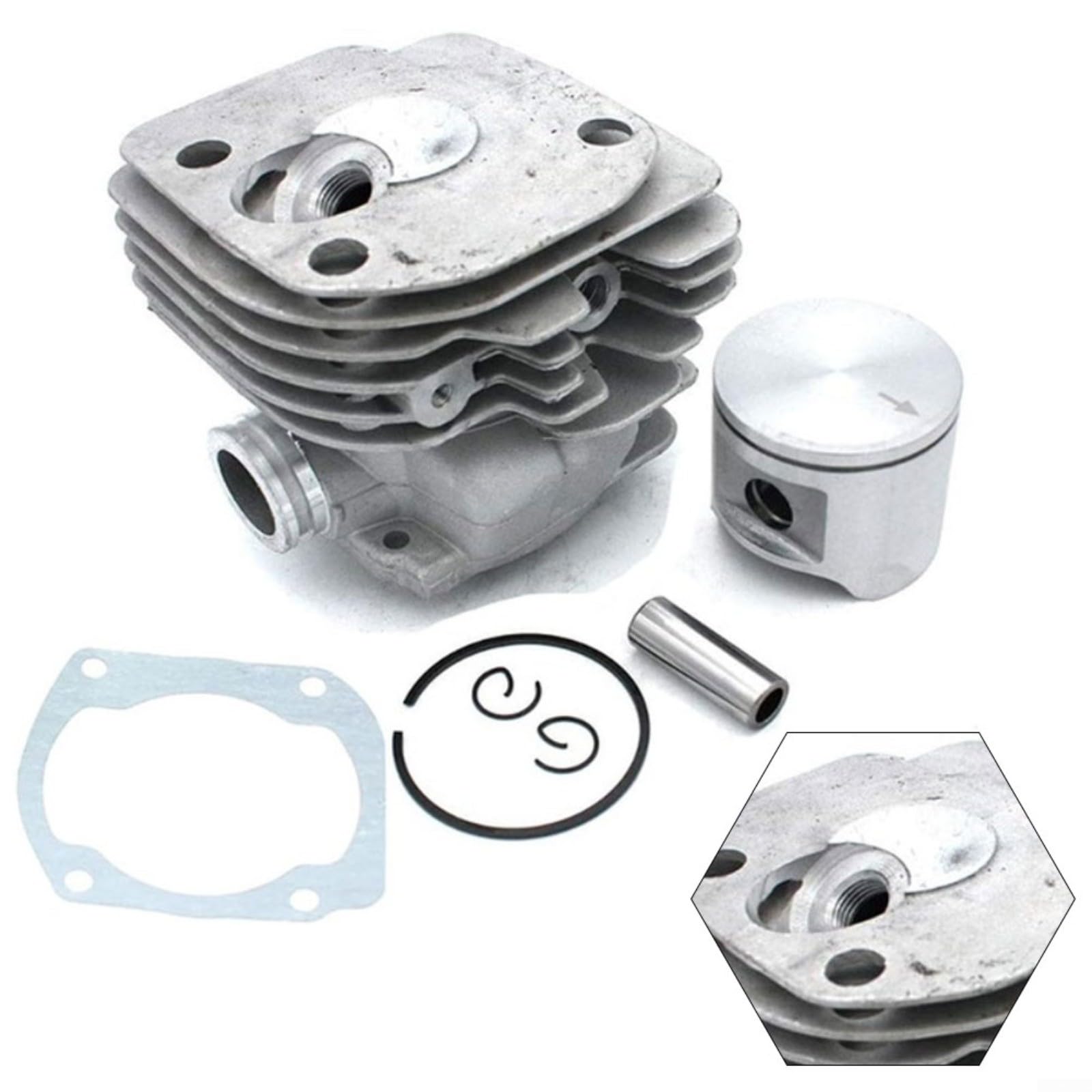 FUBESK PN 503939007 503939005 - Cilindro a porta rotonda da 48 mm per kit pistone motosega 365, set completo di ricambio in metallo con guarnizione