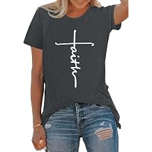 BLACKOO Women's Faith Graphic T-Shirts Short Sleeve Crewneck Tee Casual Tops