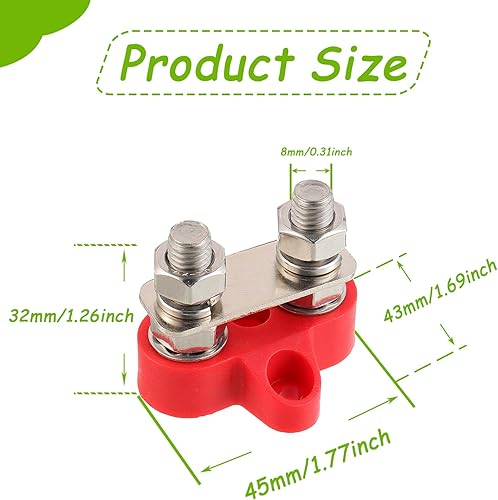 Miniatura 10 de EPLZON Bloque de terminales de batería M6 de 14 pulgadas, barra de autobús de CC de 12-48 V para caravana, camión, campista, barco