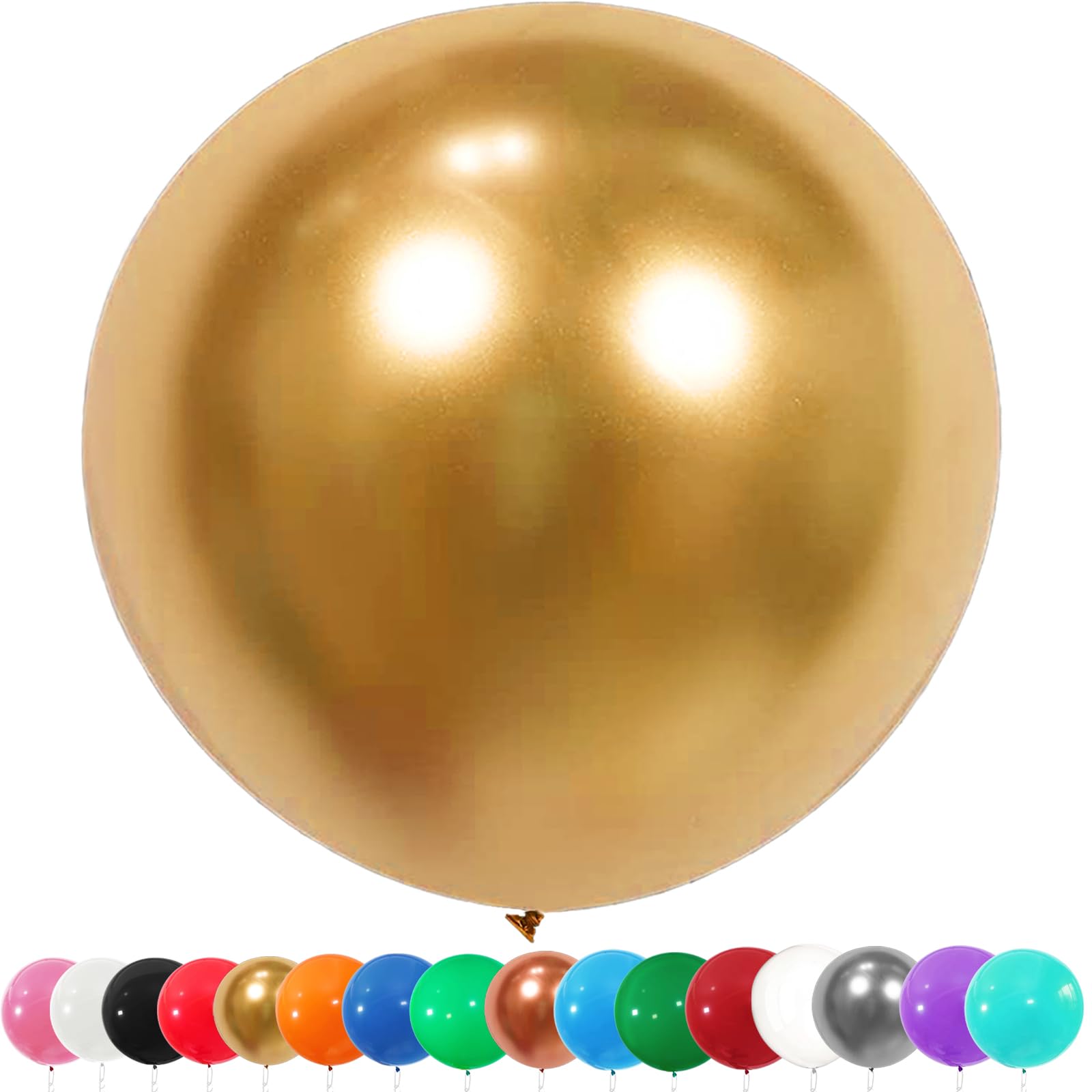 Globos Gigantes de Látex,6 Piezas Globos Grandes Redondos de Fiesta, Globo Dorado, Globos de Helio para boda, cumpleaños, baby shower, graduación, decoraciones de fiesta de ceremonia(90cm/36 inch)