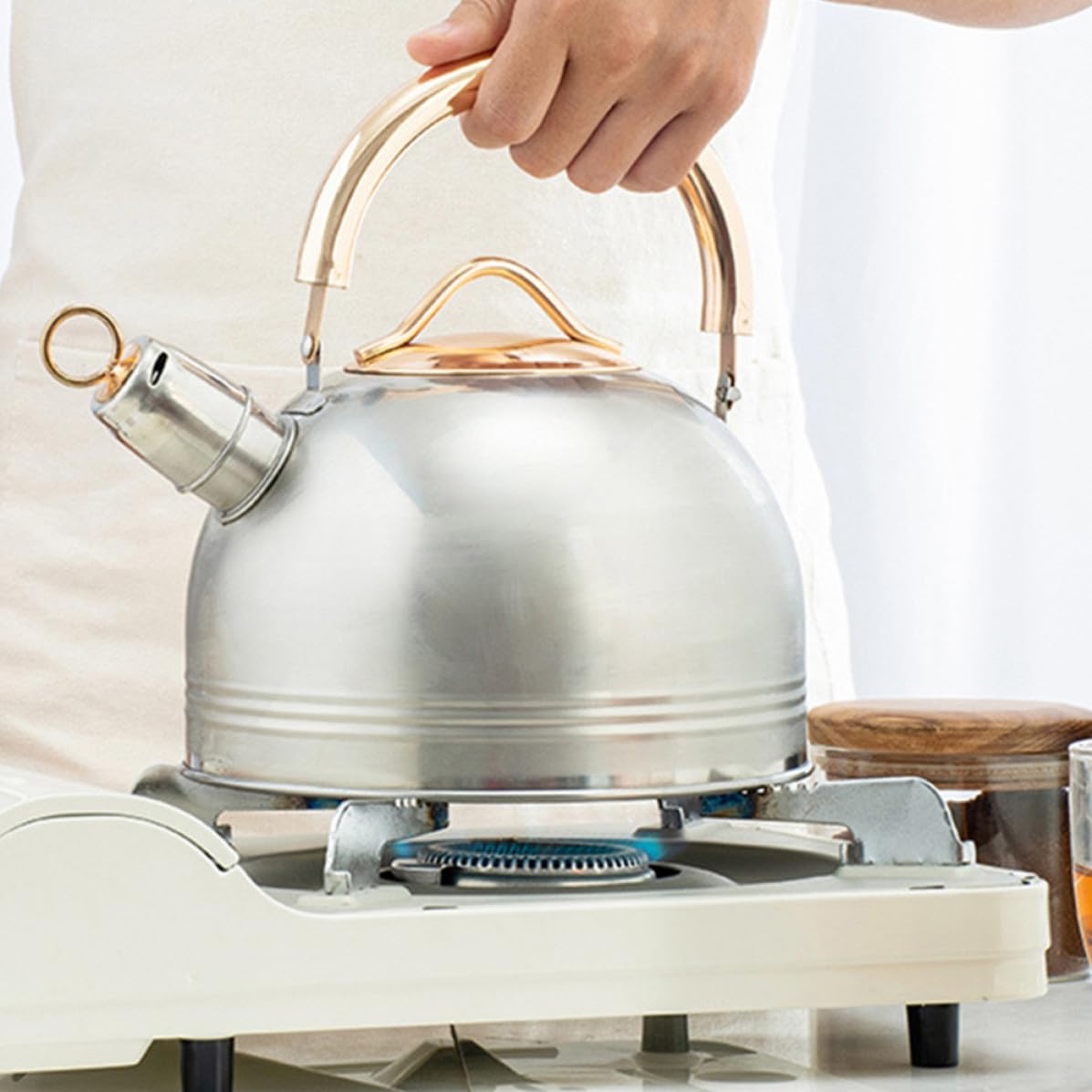 BESTOYARD Tetera Silbante para Hervir Agua Capacidad Grande de Acero Inoxidable y Diseño Seguro y Utensilio de Cocina Duradero en Cocina Práctica