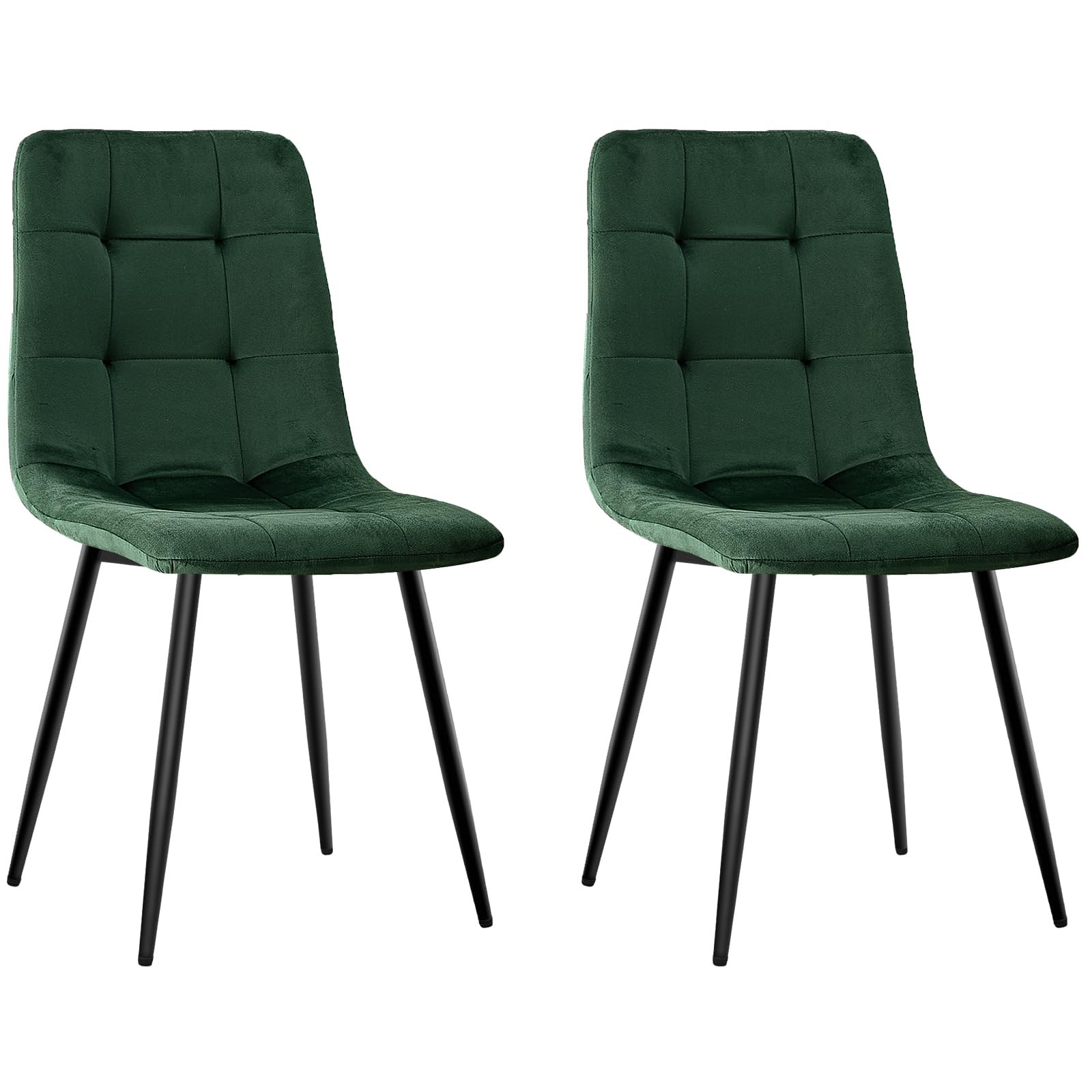 JIJIAN Set 2 Sedie da Pranzo, Sedie da Cucina in Velluto, Verde Scuro