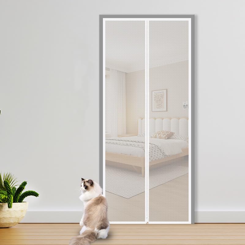 Cat Net for Balcony with Zip, Pet Screen Door, Prevent Cats from Running, Cat Mesh Door Screen for Living Room, Bedroom, Kitchen, 90 x 210 cm (White-90 x 210 CM-C)