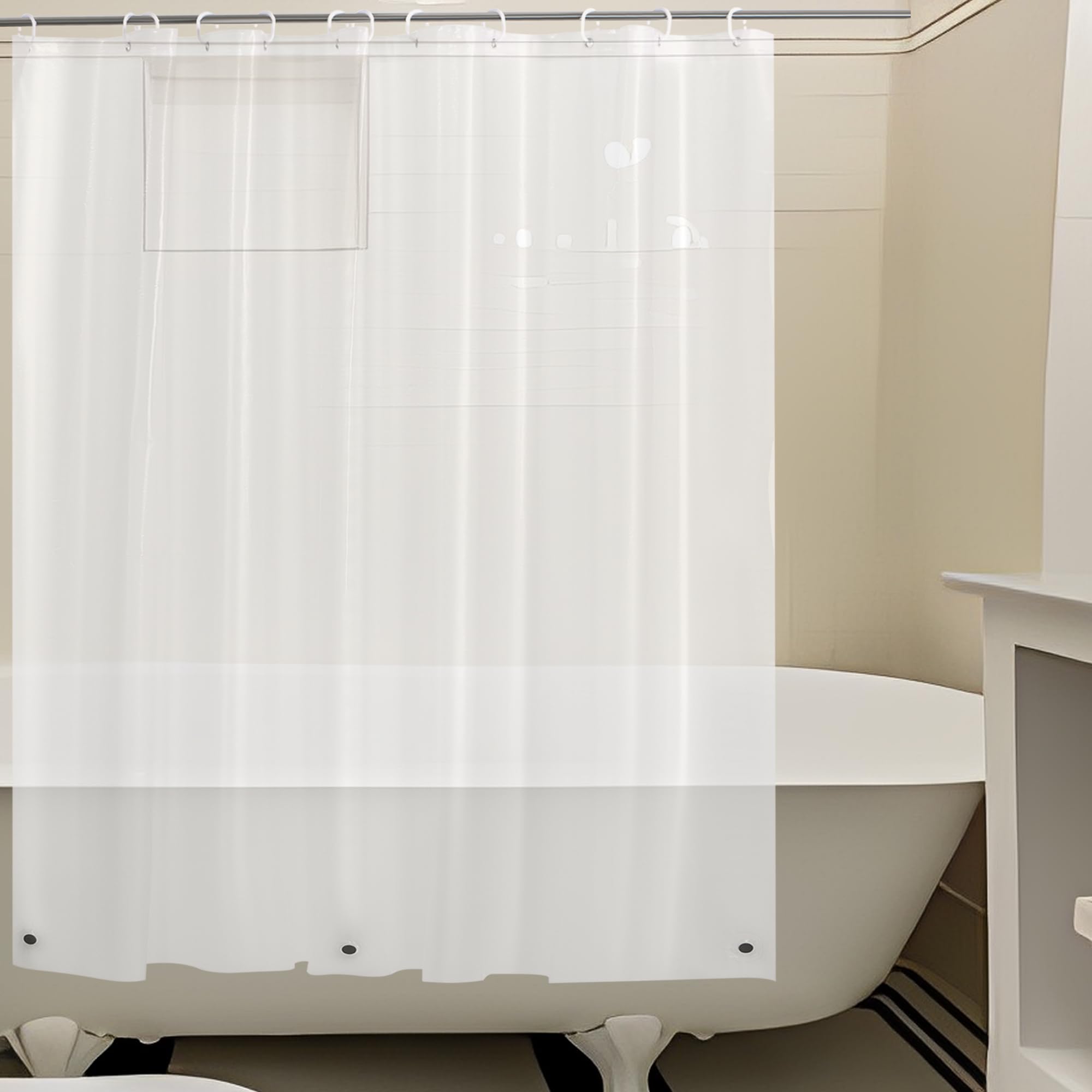 ABSENK Short Shower Curtain Liner 72x60 - Heavy Duty PEVA Plastic With Magnets, Frosted Silky Finish